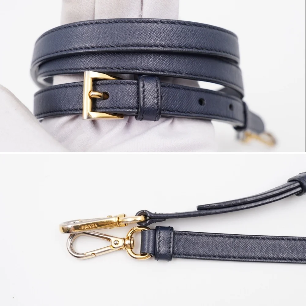 CB50 ❤️ PradaTessuto Nylon Saffiano Crossbody Bag Blue - Picture 9 of 14